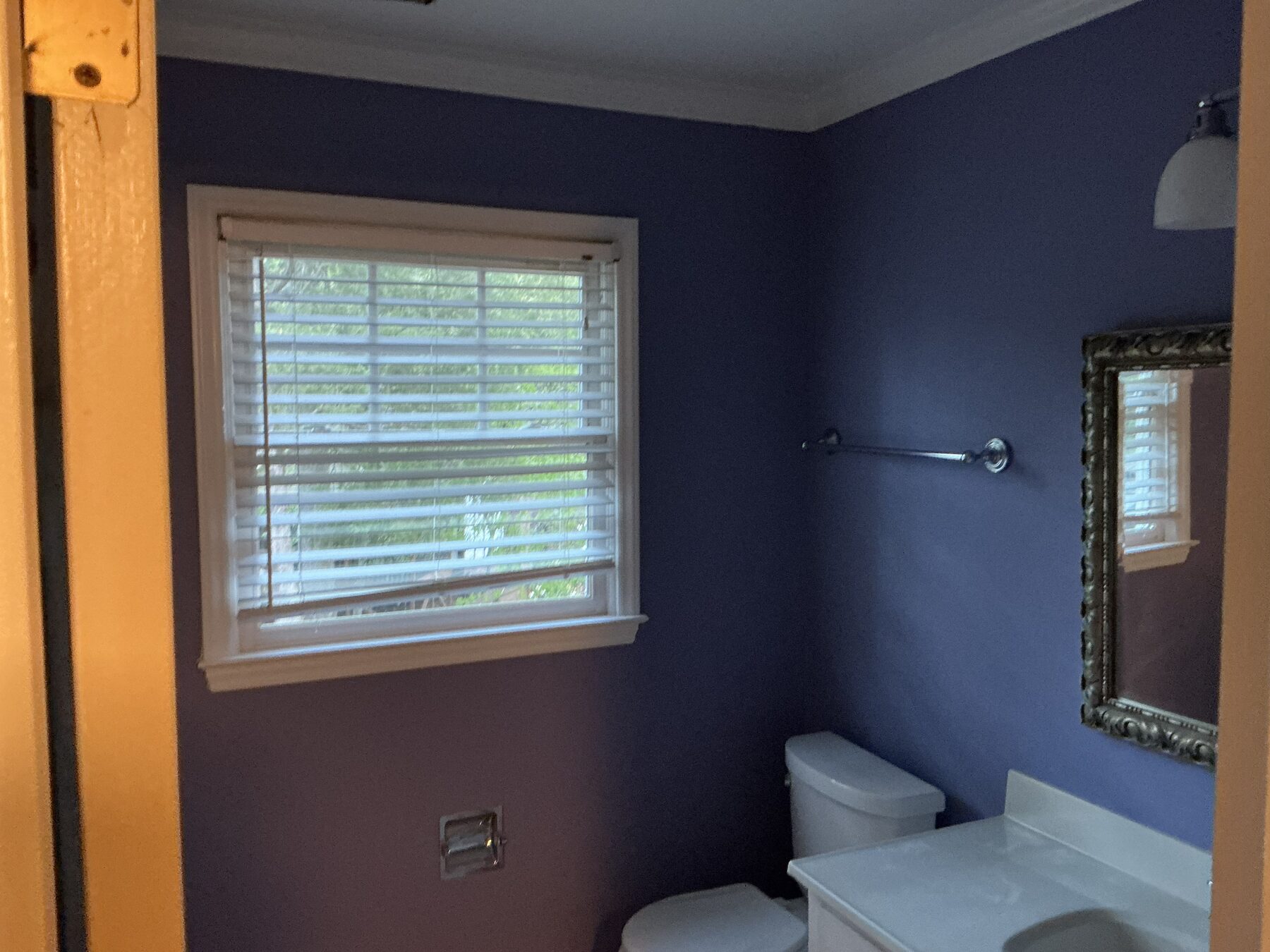 Bathroom after, navy paint