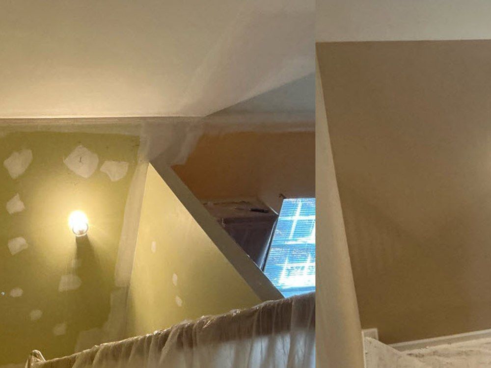 Trim and wall repair before, Fuquay-Varina